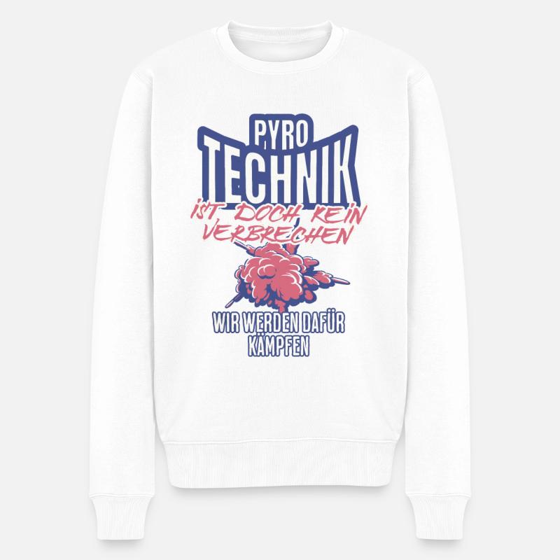 Pyrotechnik ist doch kein Verbrechen - Meme Spruch - Männer Premium Bio Pullover - Weiß
