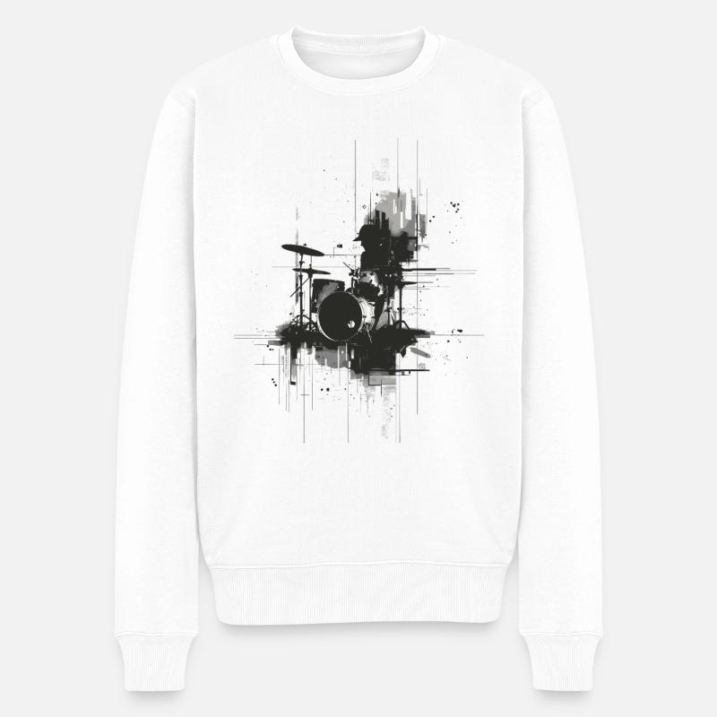 Dessin de batterie - Pull Premium bio Homme - blanc