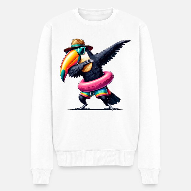 Toucan, Oiseau Tropical, Dabbing, Exotique, Plage - Pull Premium bio Homme - blanc