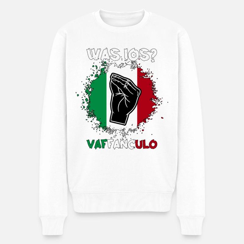 Italien Italiener Vaffanculo - Männer Premium Bio Pullover - Weiß