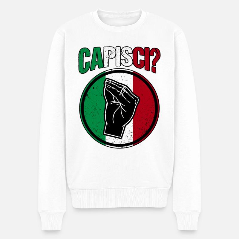 Italien Italiener Capisci - Männer Premium Bio Pullover - Weiß
