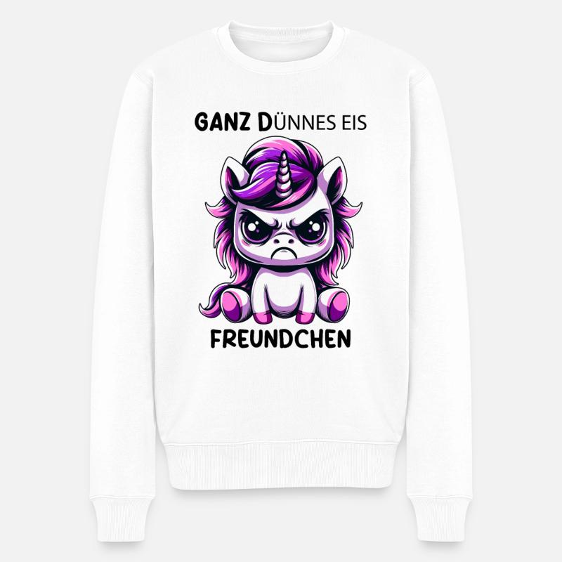 Ganz Dünnes Eis Freundchen - Männer Premium Bio Pullover - Weiß