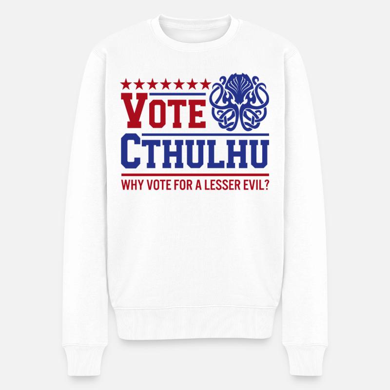 Vote Cthulhu Lustige Wahl Lovecraftian Geschenk - Männer Premium Bio Pullover - Weiß