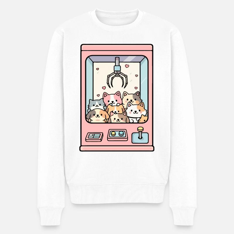 Katzen Krallenmaschine - Männer Premium Bio Pullover - Weiß