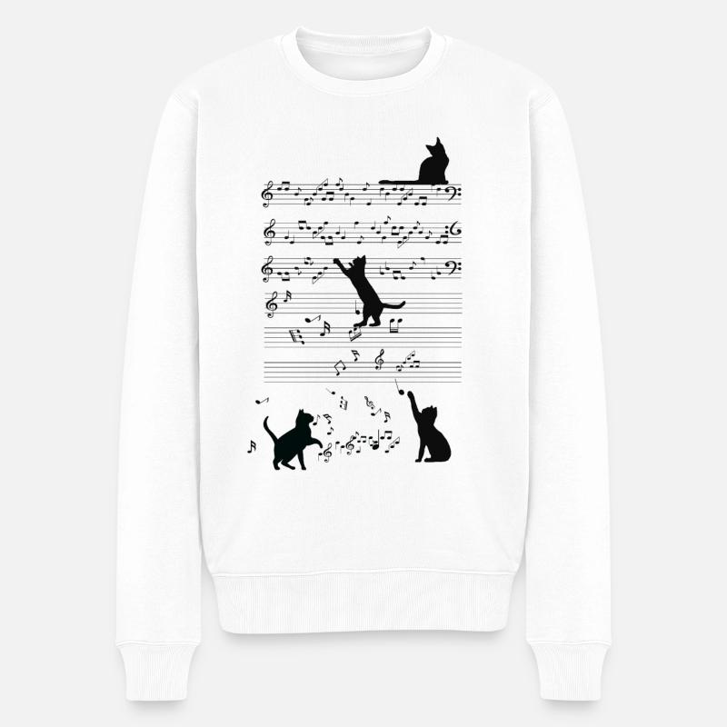 Chats sur les notes de musique Chats sur les partitions - Pull Premium bio Homme - blanc