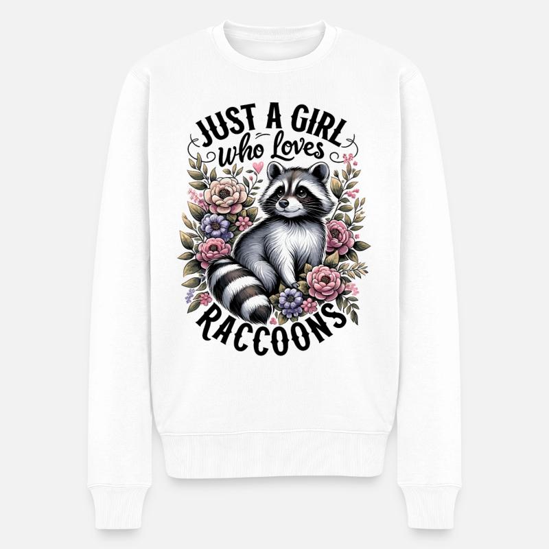 Juste une fille qui aime les ratons laveurs mignons - Pull Premium bio Homme - blanc