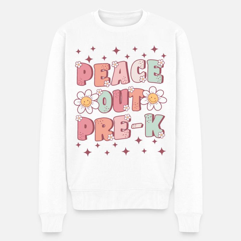 Peace Out PreK Groovy Letzter Schultag - Männer Premium Bio Pullover - Weiß