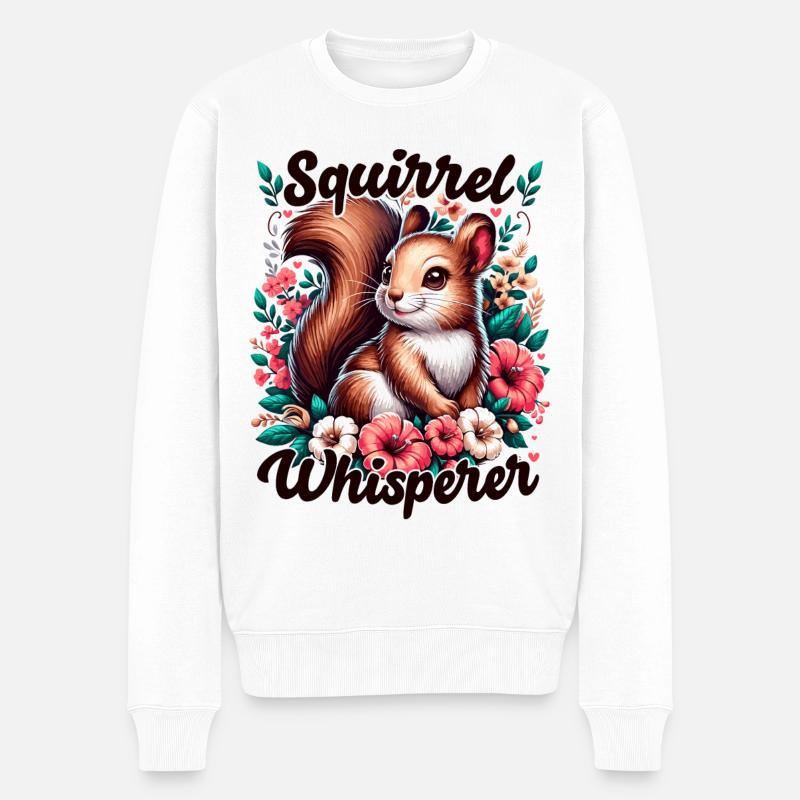 Eichhörnchenflüsterer Blumen Eichhörnchen Liebhaber - Männer Premium Bio Pullover - Weiß