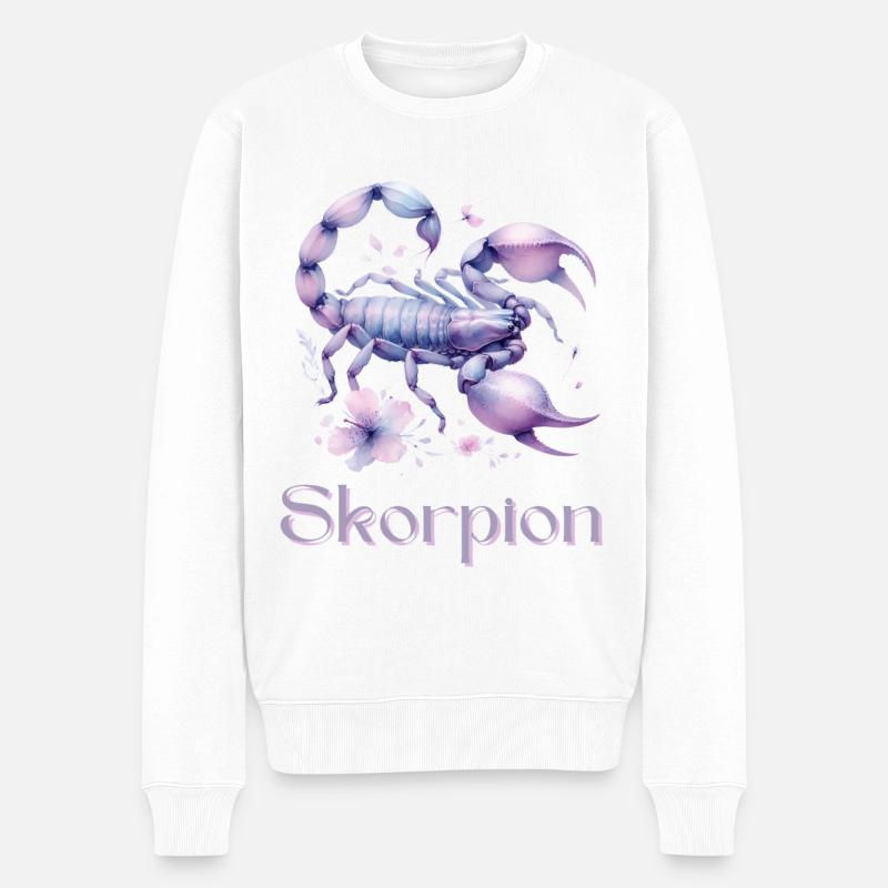 Elegantes Skorpion Sternzeichen Aquarell Geschenk - Männer Premium Bio Pullover - Weiß