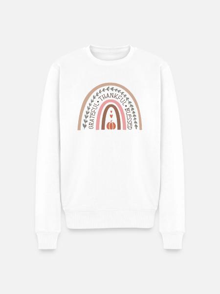 Grateful Rainbow Autumn Design - Men's Premium Organic Jumper - white