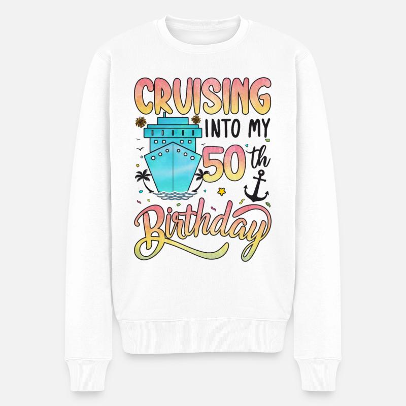 Cruising Into My 50th Birthday - Männer Premium Bio Pullover - Weiß