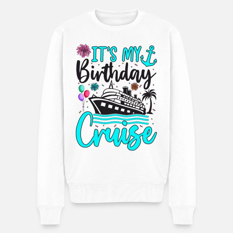 It's My Birthday Cruise - Männer Premium Bio Pullover - Weiß