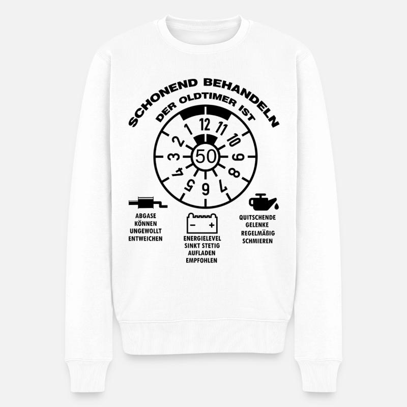 50 Jahre Auto Sprüche 50 Geburtstag 50 Jahre Autos - Männer Premium Bio Pullover - Weiß