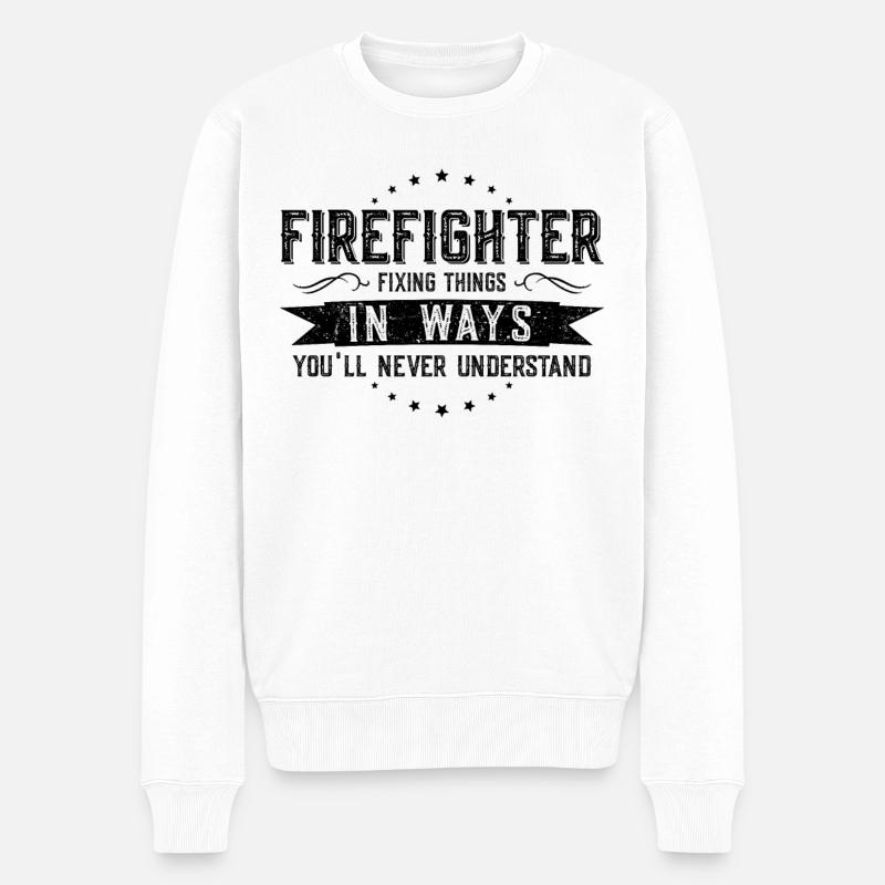 Firefighter Colleagues Gift Profession Saying - Men's Premium Organic Jumper - white