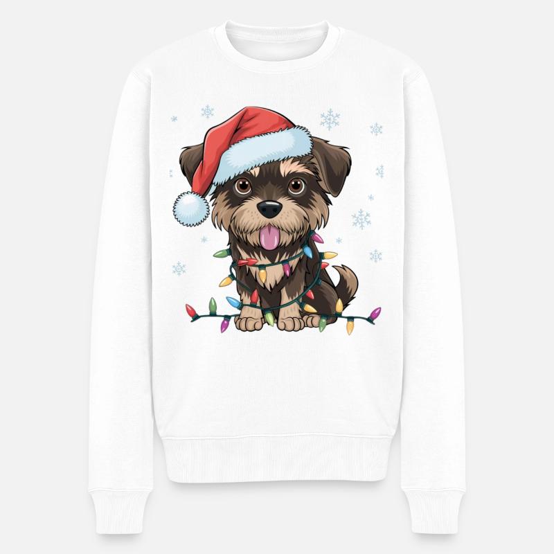 Affenpinscher Weihnachtsbeleuchtung - Männer Premium Bio Pullover - Weiß
