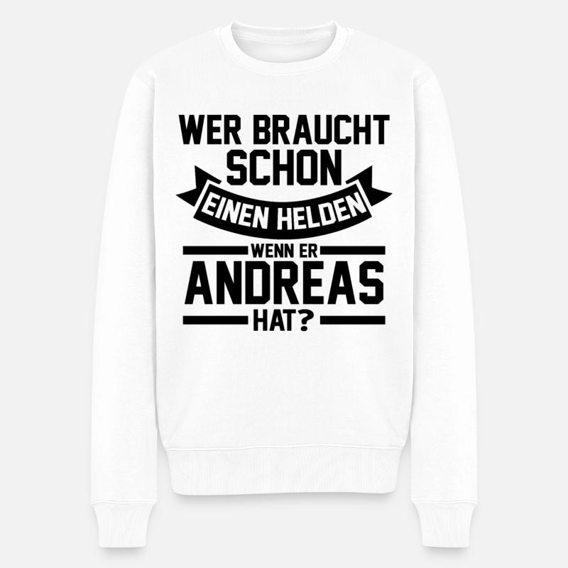 Vorname Andreas - Männer Premium Bio Pullover - Weiß