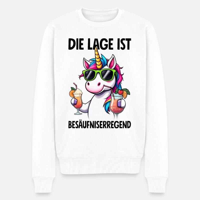 Die Lage Ist Besäufniserregend - Männer Premium Bio Pullover - Weiß