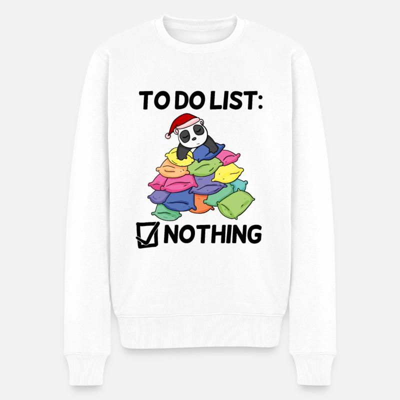 Lustiger Spruch lustige Sprüche - Panda Motiv - Männer Premium Bio Pullover - Weiß