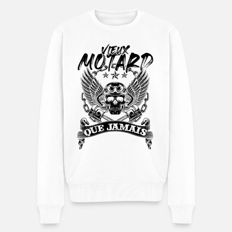 vieux motard que jamais 1 - Pull Premium bio Homme - blanc