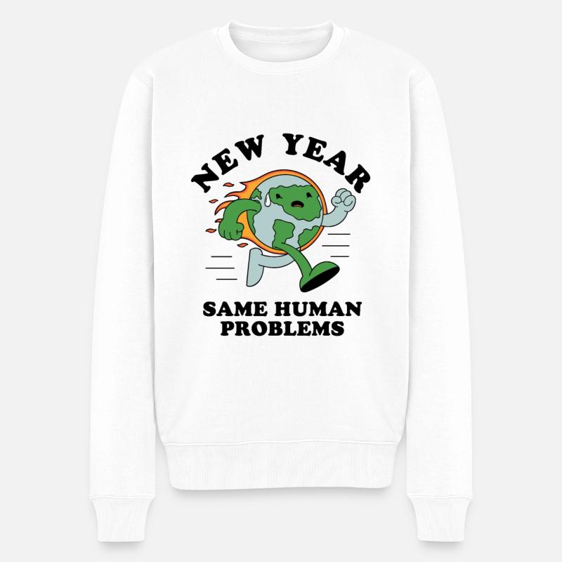 Nouvel An, mêmes problèmes humains - Pull Premium bio Homme - blanc