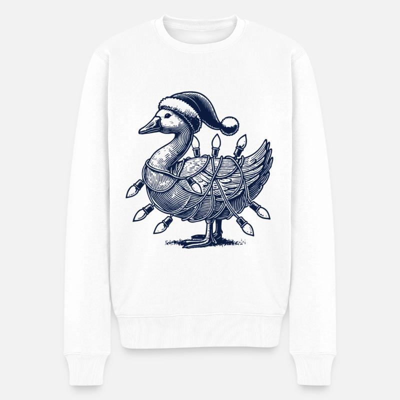 Weihnachten Lustiger Tollpatsch Gans - Männer Premium Bio Pullover - Weiß