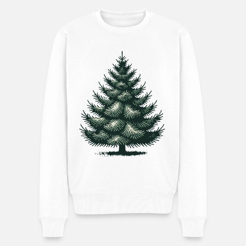 Weihnachtlicher Tannenbaum Illustration - Männer Premium Bio Pullover - Weiß