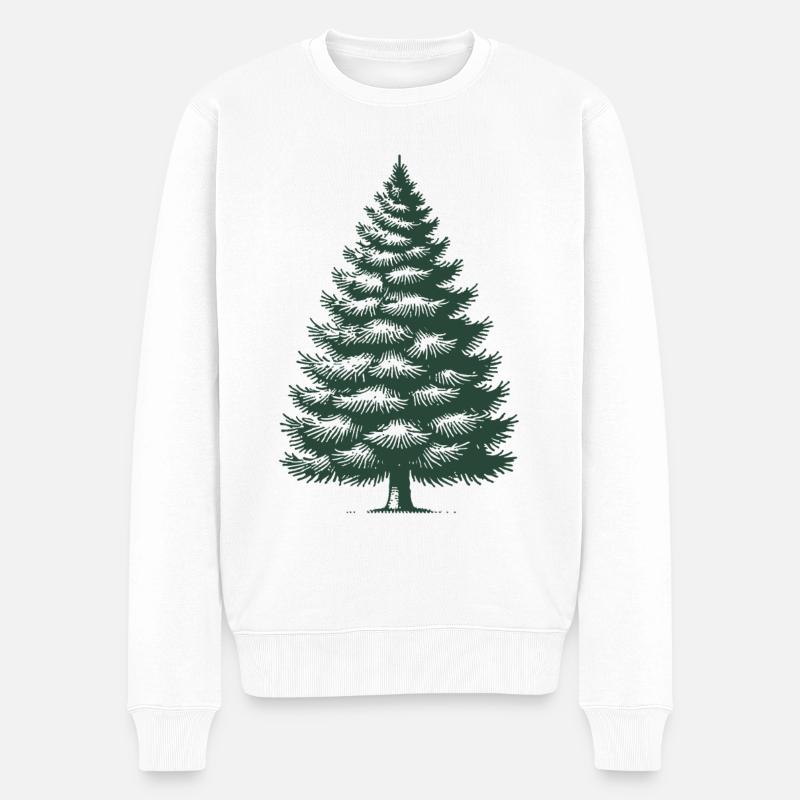 Traditioneller Weihnachtsbaum Illustration - Männer Premium Bio Pullover - Weiß