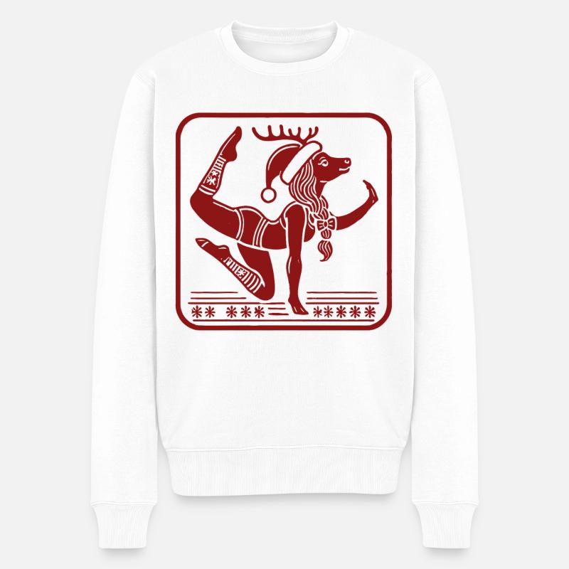 Drôle Yoga Renne Noël - Pull Premium bio Homme - blanc