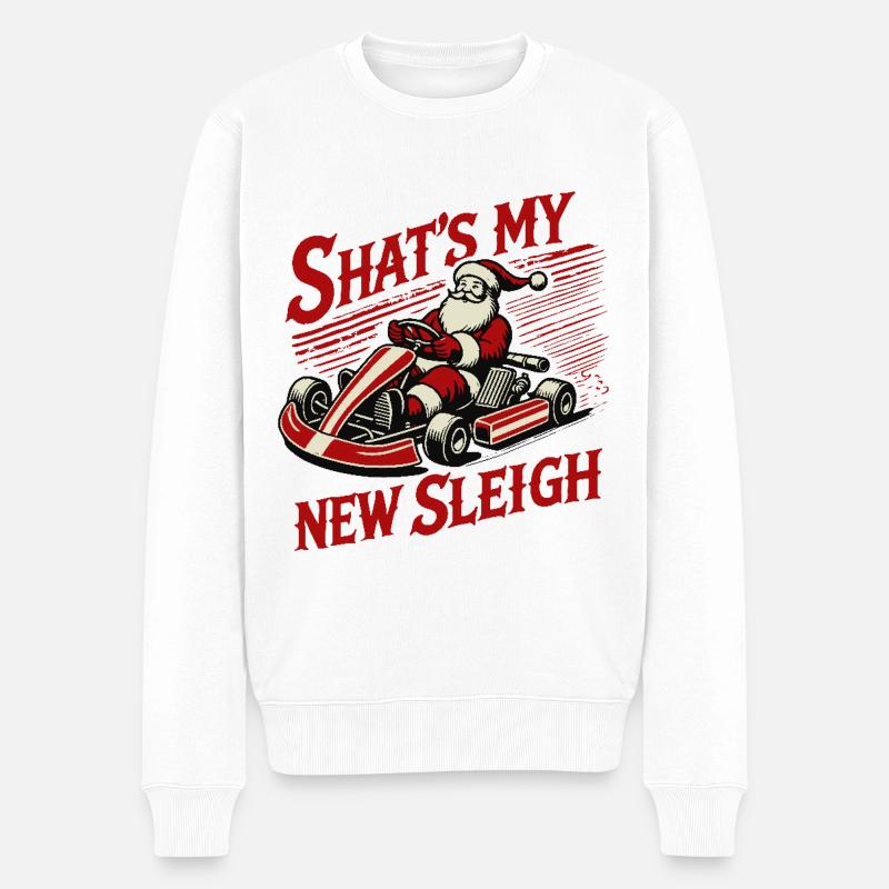 Go-Kart Drôle de Noël - Pull Premium bio Homme - blanc