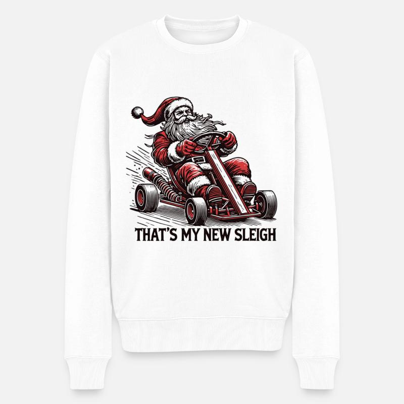 Weihnachtsmann Go-Kart Schlitten - Männer Premium Bio Pullover - Weiß