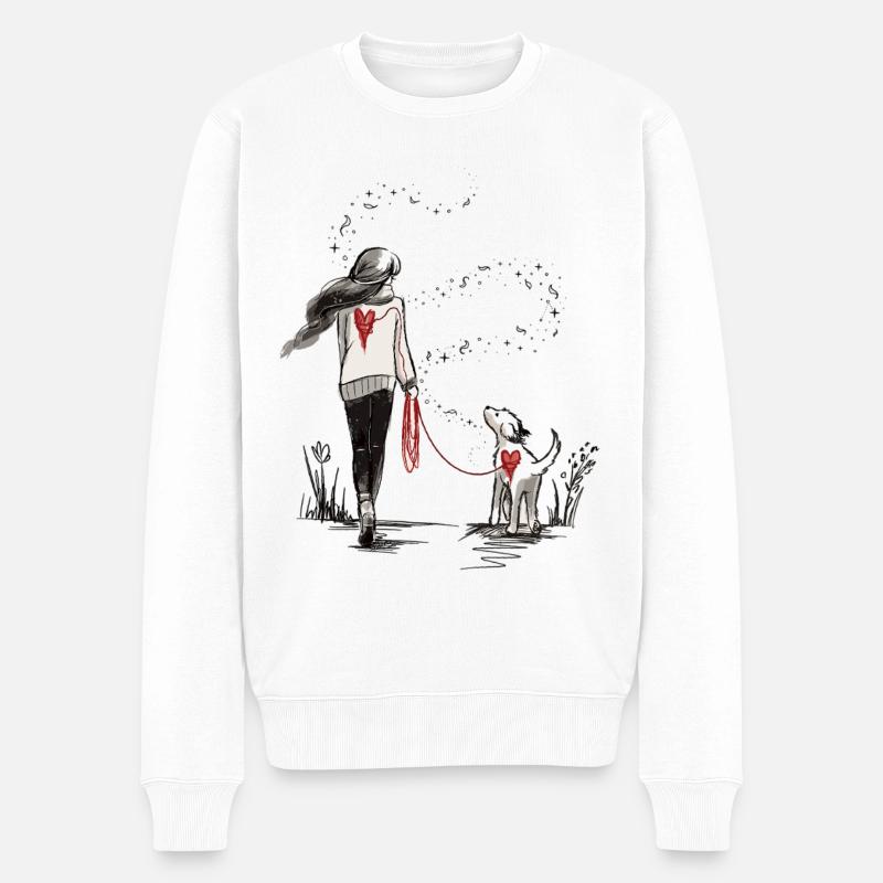 Herzband zwischen Mensch und Hund - Männer Premium Bio Pullover - Weiß