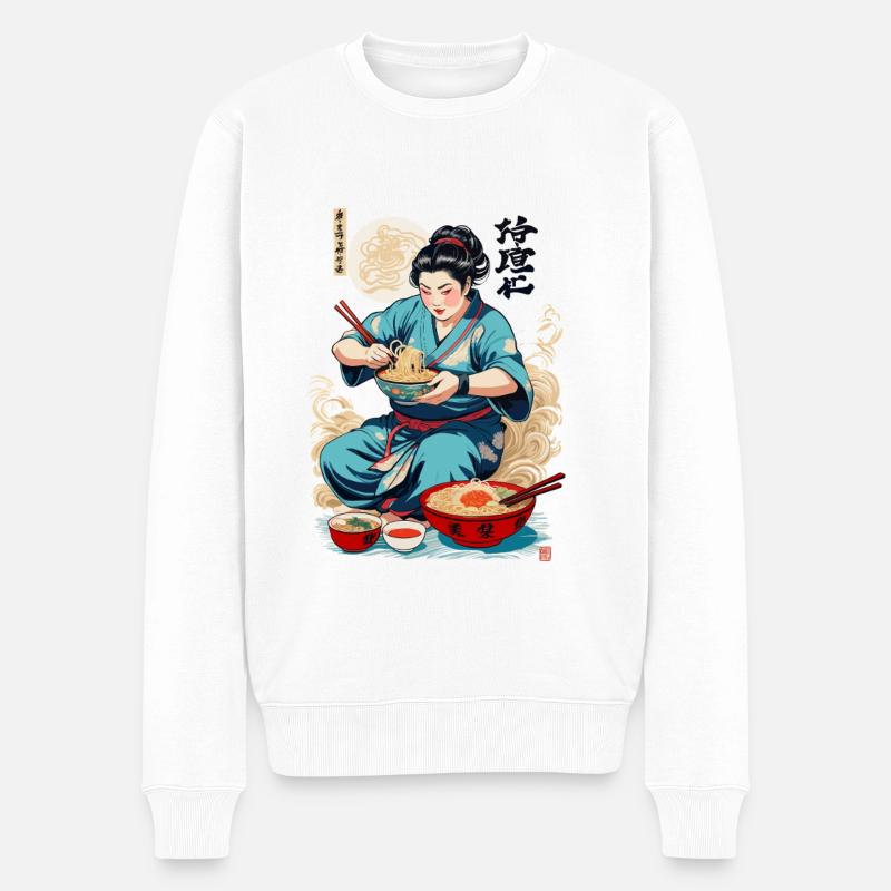Ramen ukiyo-e Esthétique rétro japonaise - Pull Premium bio Homme - blanc