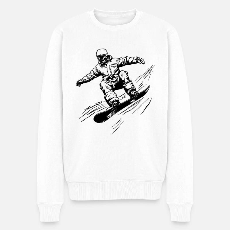 Snowboarder - Männer Premium Bio Pullover - Weiß
