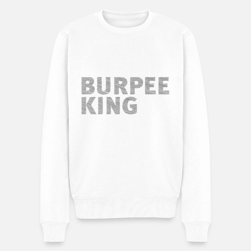 Burpee King - Männer Premium Bio Pullover - Weiß