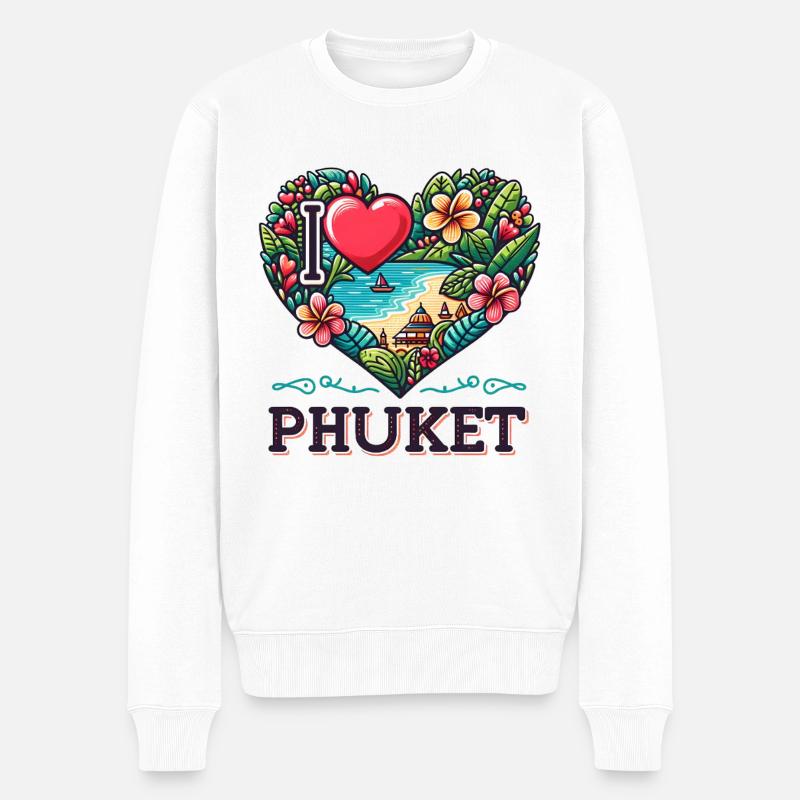 I love Phuket - Männer Premium Bio Pullover - Weiß