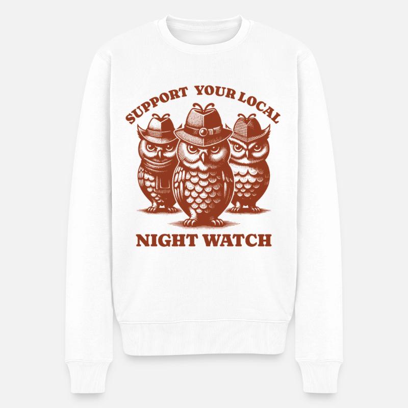 owl Liebe Support Local night watch - Männer Premium Bio Pullover - Weiß