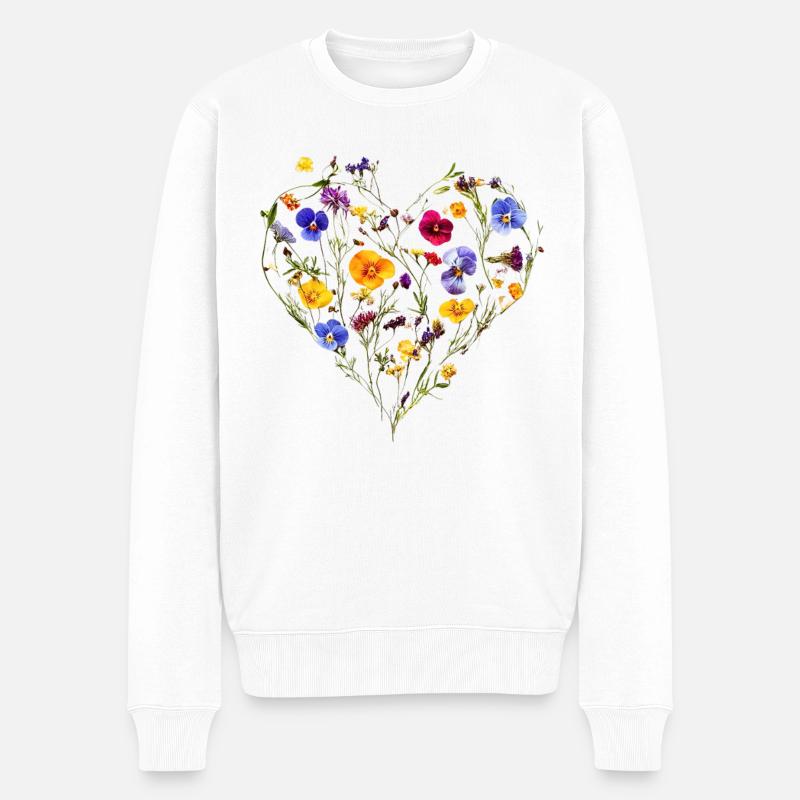 Cœur de fleurs délicates - Printanier - Pull Premium bio Homme - blanc
