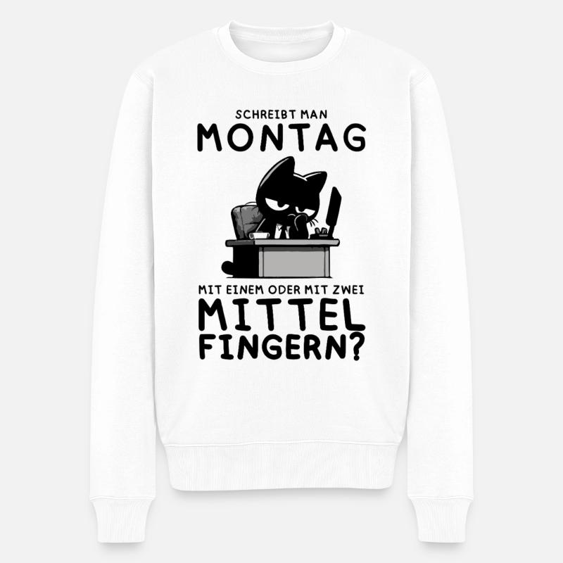 Genervte Bürokatze – Chef des inneren Kündigens - Männer Premium Bio Pullover - Weiß