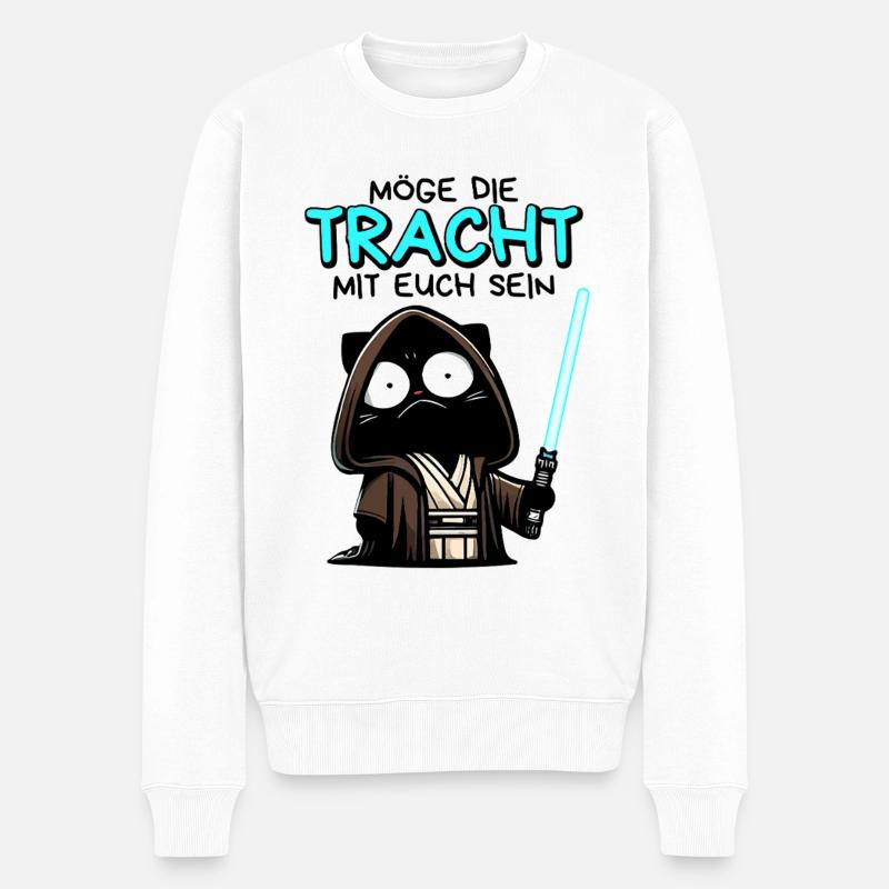 Möge die Tracht mit euch sein – Nerdkatze - Männer Premium Bio Pullover - Weiß