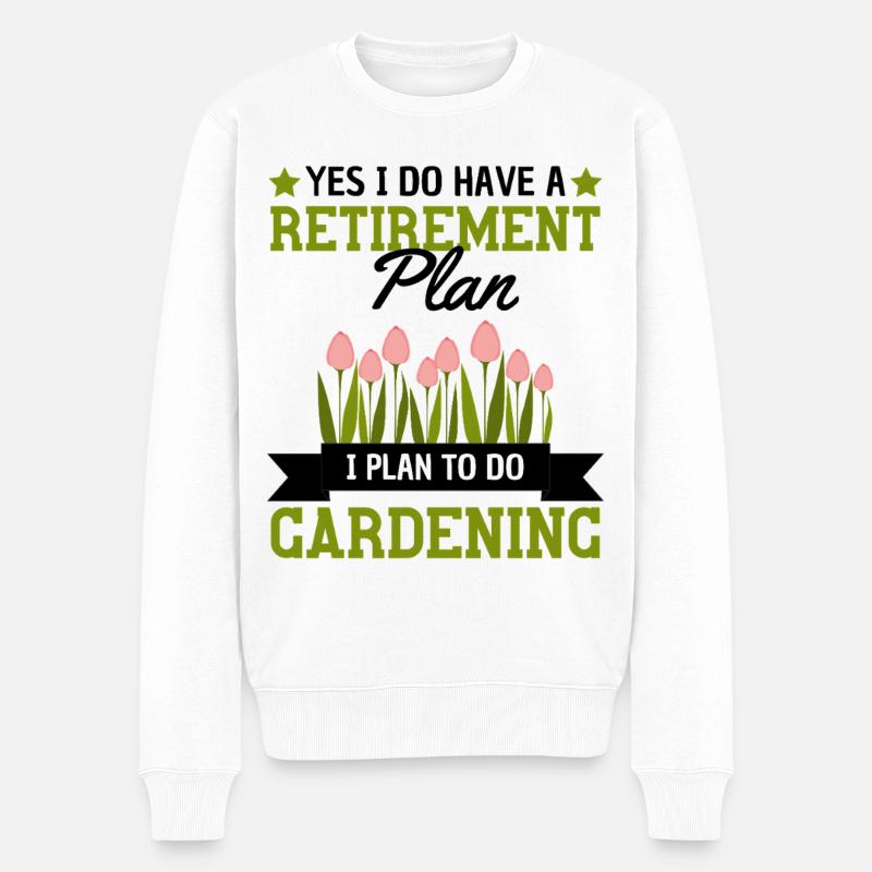 Drôle de retraite disant jardin - Pull Premium bio Homme - blanc