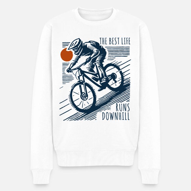 Aventure à vélo Rétro Descente - Pull Premium bio Homme - blanc