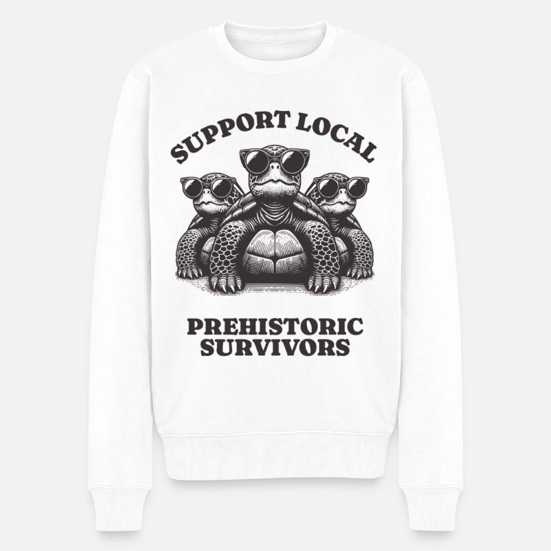 Support Local Prehistoric Survivors Turtle - Männer Premium Bio Pullover - Weiß