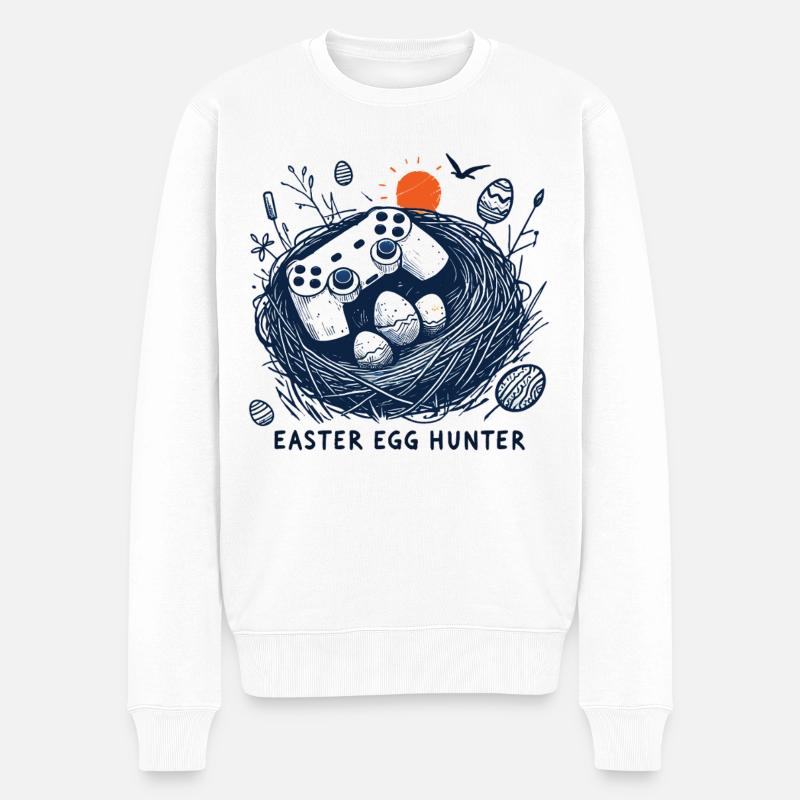 Gaming Osterei Jäger Controller Spaß - Männer Premium Bio Pullover - Weiß