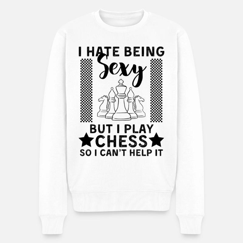 Lustiger Schach Spruch Schachspieler - Männer Premium Bio Pullover - Weiß