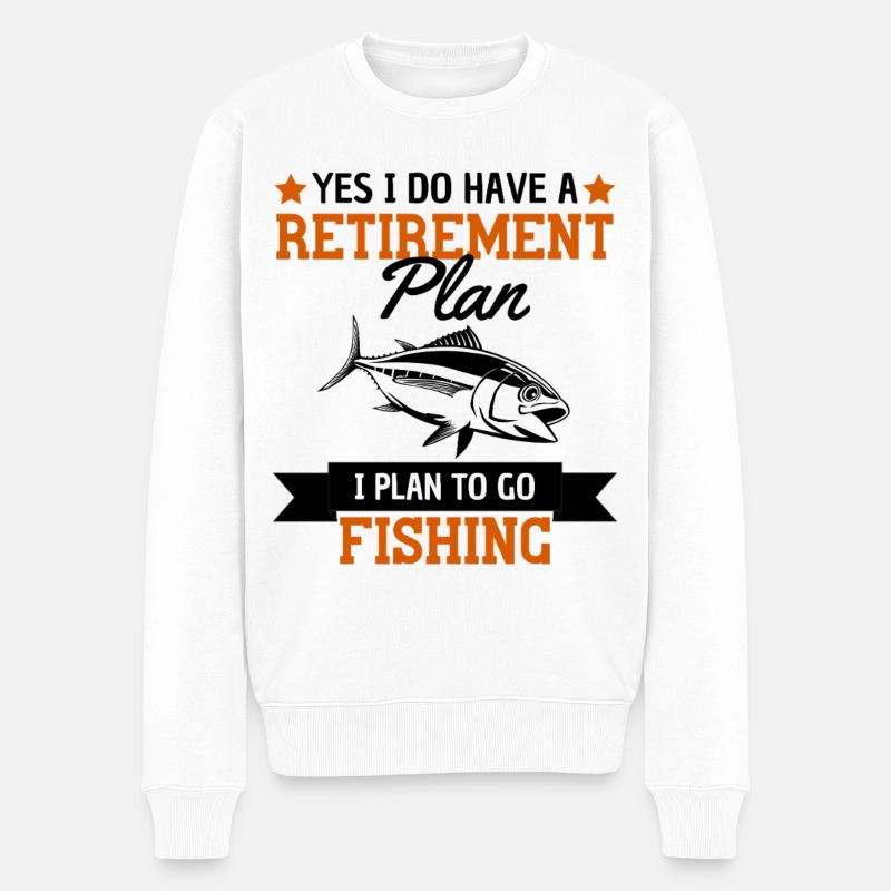 Lustiger Rentner Angeln Ruhestand Spruch - Männer Premium Bio Pullover - Weiß