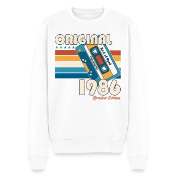 40ème anniversaire cadeau mari cassette avril 1986 - Pull Premium bio Homme - blanc - Devant - Thijin (182cm)