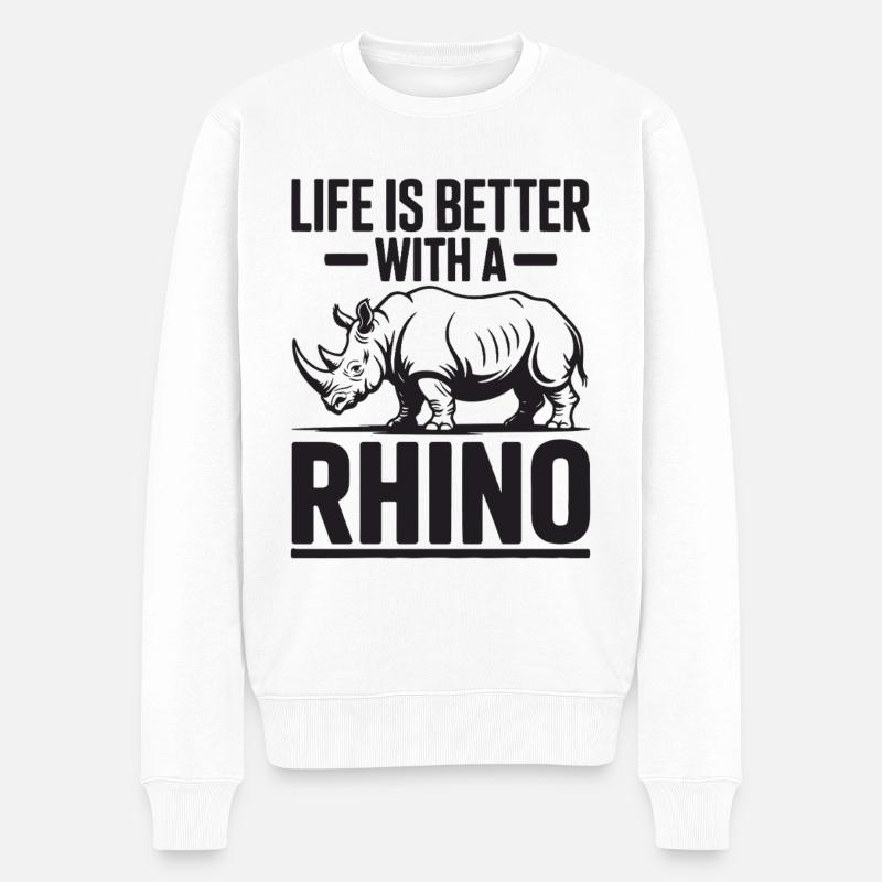 Nashorn - Männer Premium Bio Pullover - Weiß