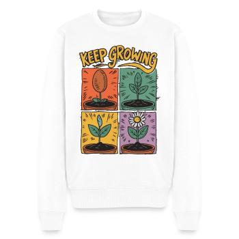 Positive development – Keep Growing - Men's Premium Organic Jumper - white - Front - Thijin (182cm)