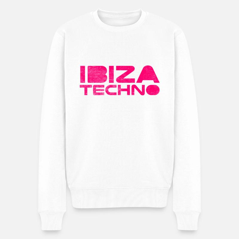 Ibiza Techno - Männer Premium Bio Pullover - Weiß