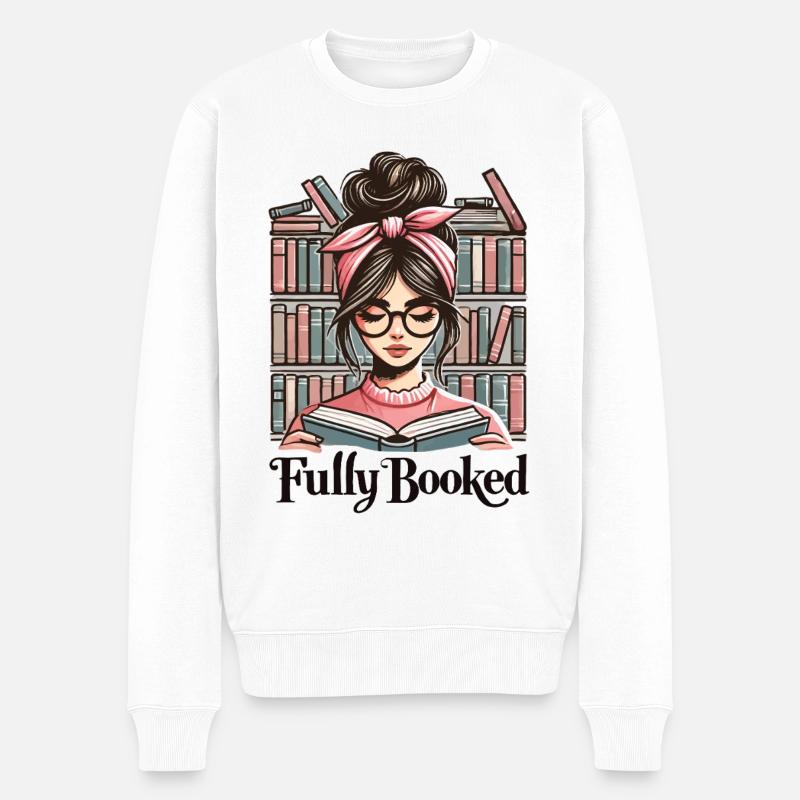 Bücherwurm Mädchen Buchliebhaber Lustiges Buch - Männer Premium Bio Pullover - Weiß